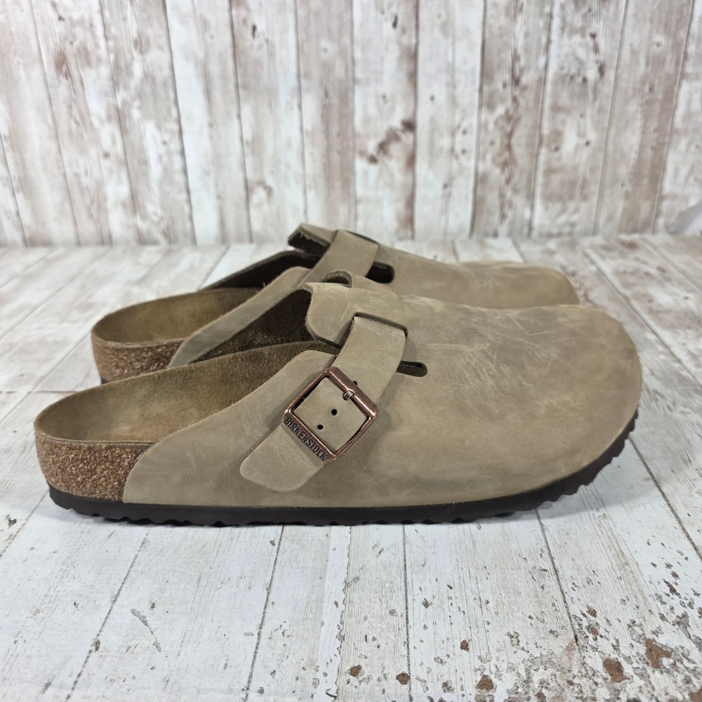 Birkenstock Boston Oiled Leather Clogs Tobacco Brown Mens Size 11 EU 44 Regular